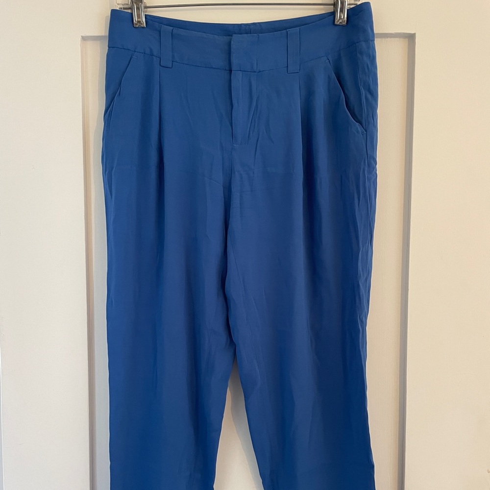 Alice + Olivia Vibrant Blue Silk Trousers